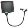 Techson Pop Filter, Microphone Dual Layered Wind Pop Screen, Studio Mic Shield with Adjustable Mount and 360° Flexible Metal Gooseneck Holder (7 inches U-Shape)