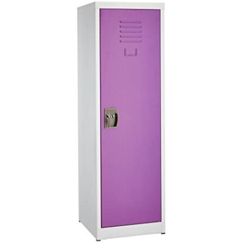 AdirOffice Kids Steel Metal Storage Locker - for Home & School - with Key & Hanging Rods (48 in 1 Door, Purple)