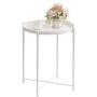 OVICAR Metal Tray End Table, Round Accent Coffee Side Table, Anti-Rust and Waterproof Outdoor Small Side Table, Indoor Modern Sofa Side Table Bedside Table for Living Room Bedroom Balcony (White)