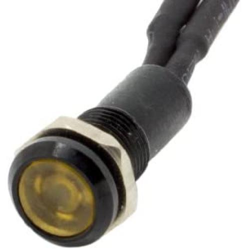 Alpinetech 6mm 1/4'' Amber 12V LED Metal Indicator Pilot Custom Dash Light Lamp with Black Body PLB-6