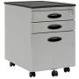 Calico Designs Metal Full Extension, Locking, 3-Drawer Mobile File Cabinet Assembled (Except Casters) for Legal or Letter Files with Supply Organizer Tray in Silver