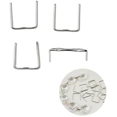 H&D 500Pcs Plated Silver Chandelier Lamp Metal Hanger Pins Crystal Prisms Beads Ball Connectors
