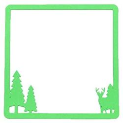 LZBRDY 4.2 Inch Square Frame with Christmas Tree Deer Metal Cutting Dies Background Decor Die Cuts