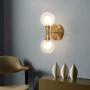 TLOLGT Mini Vintage Industrial Glass Wall Sconce Lighting Fixture Exquisite Double Head Light Luxury Style Wall Lamp Made of Metal with Round Glass Shade for Bedroom Study Room Bar Doorway Restrant