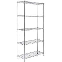 Amazon Basics 5-Shelf Adjustable, Heavy Duty Storage Shelving Unit (350 lbs loading capacity per shelf), Steel Organizer Wire Rack, Chrome, (36L x 14W x 72H)