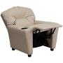 Flash Furniture Contemporary Beige Vinyl Kids Recliner with Cup Holder