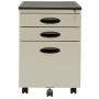 Calico Designs Metal Full Extension, Locking, 3-Drawer Mobile File Cabinet Assembled (Except Casters) for Legal or Letter Files with Supply Organizer Tray in Putty Beige