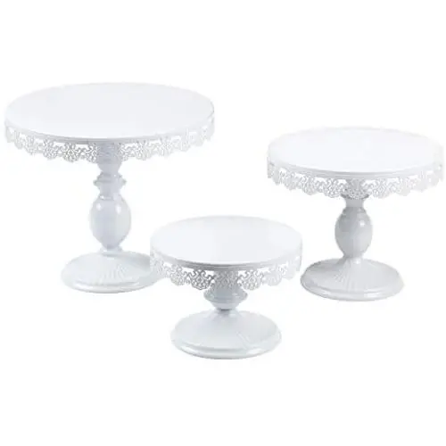 VILAVITA Set of 3 Cake Stands Round Cupcake Stands Metal Dessert Display Cake Stand, White VILAVITA Set of 3 Cake Stands Round Cupcake Stands Metal Dessert Display Cake Stand, White