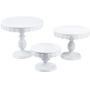 VILAVITA Set of 3 Cake Stands Round Cupcake Stands Metal Dessert Display Cake Stand, White