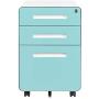 File Cabinet Mobile, Merax 3 Drawer Metal Pedestal Filing Cabinets w/ 2 Lock Keys, 5 Rolling Casters, Fully Assembled Storage for Home Office Modern Vertical Hanging Folders A4 Letter Size,Light Blue