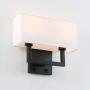 Permo 2-Lights Wall Sconce Light Fixture Black Finish with White Textile Shades and 2pcs On/Off Switch Button Living Room Bedside Nightstand Light