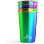 Stainless Steel Cups 16oz Pint Tumbler (4 Pack) - Premium Metal Drinking Glasses | Stackable Durable Cup (16oz Rainbow)