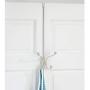 mDesign Metal Modern Long Easy Reach Over The Door Storage Organizer Rack - Hang Coats, Hoodies, Jackets, Hats, Scarves, Purses, Leashes, Towels, Robes, Clothing - 4 Hooks, 2 Pack - Satin