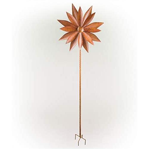 Alpine Corporation NCY354 Alpine Rustic Metal Rudbeckia Windmill Stake, 96 Inch Tall, Rusty