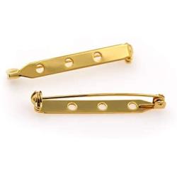 Brass Brooch Pin,3 Holes Metal Parts for Handmade Accessories,Safety Pin Charm,Multiple Size Choose.20Pcs (Gold, 46.5x4.5)