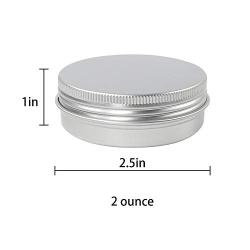 Moretoes 48 Pack 2 Oz Metal Round Tins Aluminum Tin Cans Containers with Screw Lid for Salve, Spices or Candies