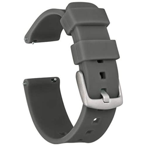 GadgetWraps 14mm Silicone Watch Band Strap with Quick Release Pins – Compatible with Pebble, Fossil, Skagen, Wristology - 14mm Quick Release Watch Band (Gunmetal, 14mm)