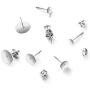 250 Pairs (500 Pieces) 4mm,5mm,6mm,8mm,10mm Stainless Steel Earring Posts Flat Pad Blank Stud Earrings with Butterfly Earring Backs for DIY Earring Making Findings, Silver