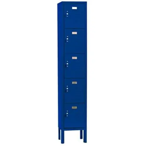 Five Tier Box Locker 12-Inch Wide 5-Feet High 12-Inch Deep Unassembled Metal Locker 5 Doors with Louvers 12W x 12D x 66H Perfect for School, Office, Gym, Garage or Lockers for Employees