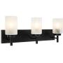 VINLUZ 3-Light Modern Bathroom Vanity Light Fixtures Black Finished Metal Wall Lighting sonces with White Alabaster Glass for Bedrooms Living Rooms Hallway