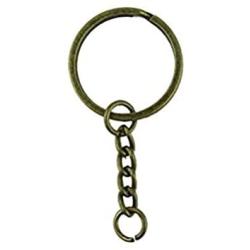 yueton Pack of 100 25mm/0.98'' Metal Split Key Ring with Chain (Bronze)