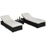 Outsunny 3-Piece Rattan Wicker Patio Chaise Lounge Set with 5 Backrest Angles, Thick Cushions, & Matching Table, Coffee