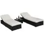 Outsunny 3-Piece Rattan Wicker Patio Chaise Lounge Set with 5 Backrest Angles, Thick Cushions, & Matching Table, Coffee Outsunny 3-Piece Rattan Wicker Patio Chaise Lounge Set with 5 Backrest Angles, Thick Cushions, & Matching Table, Coffee