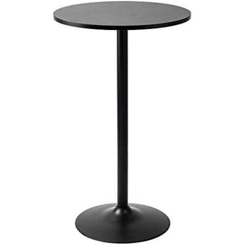 Pearington Long and Small, Single Round Cocktail Bar, Pub, and Bistro High Table with Black Top and Base, 1 Pack,