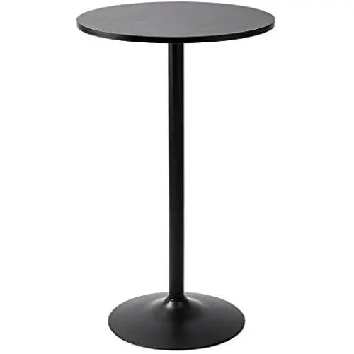 Pearington Long and Small, Single Round Cocktail Bar, Pub, and Bistro High Table with Black Top and Base, 1 Pack,