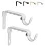 gb Home Collection Adjustable Curtain Rod Bracket Set of 2, White, Premium Steel Single Rod Bracket for Walls, Drapery Rod Holder, Extendable Metal Wall Bracket