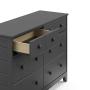 Storkcraft Moss 6 Drawer Universal Double Dresser (Gray) - Bedroom Furniture Storage, Modern Farmhouse Style, Sturdy and Durable Wood Construction, 6 Deep Spacious Drawers, Steel Hardware