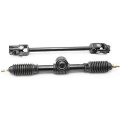 435mm Power Steering Gear Rack Adjustable Shaft Kit, PRO BAT, 110cc 125cc 140cc 150cc Go Kart ATV UTV Buggy Quad Mini Bike Trik Steering Wheel Parts Assembly, Black