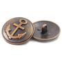Bezelry 12 Pieces Anchor Metal Shank Buttons 25mm (1 inch) (Antique Copper)