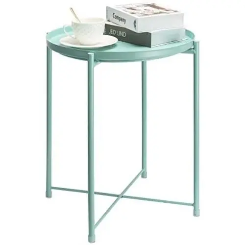 danpinera End Table, Side Table Metal Waterproof Small Coffee Table Sofa Side Table with Round Removable Tray for Living Room Bedroom Balcony and Office (Mint Blue) danpinera End Table, Side Table Metal Waterproof Small Coffee Table Sofa Side Table with Round Removable Tray for Living Room Bedroom Balcony and Office (Mint Blue)