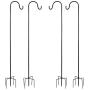 MIYA Shepherds Hook - 51 Inch Solid Bird Feeder Pole - Heavy Duty 2/5 Inch Thick 5 Prong Metal Hanger Hook for Hanging Plants, Wreaths, Lanterns, Baskets, String Lights, Other Decorations(4 Pack)