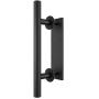 SMARTSTANDARD 12 Inch Sliding Barn Door Handle, Pull and Flush Hardware Set, Black Powder Coated Finish, Large Rustic Two-Side Design