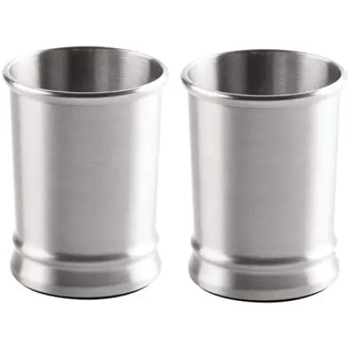 mDesign Modern Round Metal Tumbler Cup for Bathroom Vanity Countertops for Rinsing, Drinking, Storing Dental Accessories and Organizing Makeup Brushes, Eye Liners - 2 Pack - Brushed mDesign Modern Round Metal Tumbler Cup for Bathroom Vanity Countertops for Rinsing, Drinking, Storing Dental Accessories and Organizing Makeup Brushes, Eye Liners - 2 Pack - Brushed