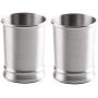 mDesign Modern Round Metal Tumbler Cup for Bathroom Vanity Countertops for Rinsing, Drinking, Storing Dental Accessories and Organizing Makeup Brushes, Eye Liners - 2 Pack - Brushed