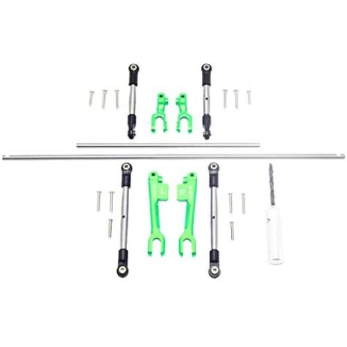 Ktyssp RC Car Part GPM Metal Front+Rear Sway Bar & Sway Bar Arm & Linkage Set for TRAXXAS UDR S2 (Green)