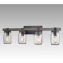 CLAXY Glass Mason Jar Wall Sconces Faux Distressed Metal 4 Light Bath Vanity Lights