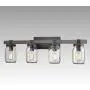 CLAXY Glass Mason Jar Wall Sconces Faux Distressed Metal 4 Light Bath Vanity Lights CLAXY Glass Mason Jar Wall Sconces Faux Distressed Metal 4 Light Bath Vanity Lights