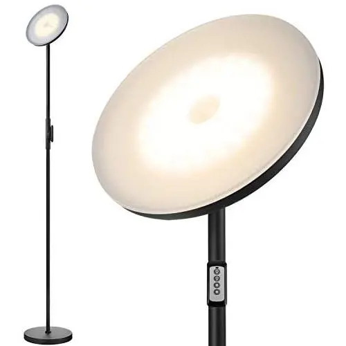 Floor Lamp,30W/2400LM Sky LED Modern Torchiere 3 Color Temperatures Super Bright Floor Lamps-Tall Standing Pole Light with Remote & Touch Control for Living Room,Bed Room,Office（Black）