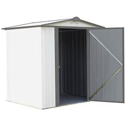 Arrow 6 x 5 EZEE Galvanized Steel Low Gable Shed Cream with Charcoal, Storage Shed with Peak Style Roof