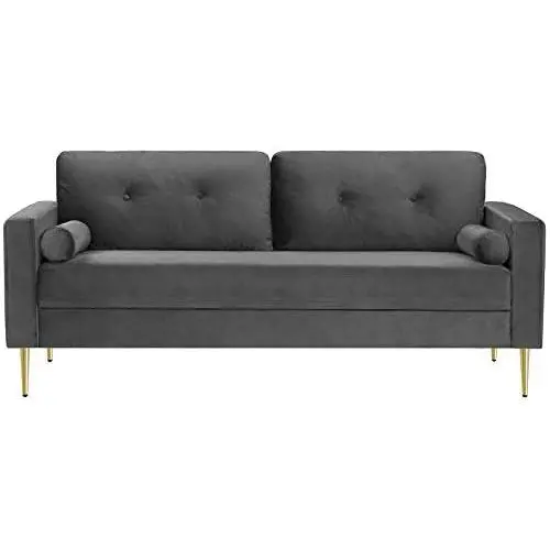 VASAGLE Sofa, Couch for Living Room, Velvet Surface, for Apartment, Small Space, Solid Wood Frame, Metal Legs, Easy Assembly, Mid-Century Modern Design, 71.3 x 32.3 x 33.9 Inches, Gray ULCS002G01 VASAGLE Sofa, Couch for Living Room, Velvet Surface, for Apartment, Small Space, Solid Wood Frame, Metal Legs, Easy Assembly, Mid-Century Modern Design, 71.3 x 32.3 x 33.9 Inches, Gray ULCS002G01