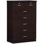 Hodedah HI70DR Chocolate Hodeida 7 with Locks On 2-Top Chest of Drawers