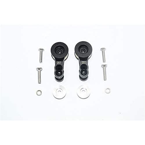 GPM for Traxxas E-Revo 2.0 VXL Brushless (86086-4) Upgrade Parts Aluminum 25T Servo Horn with Built-in Spring - 2Pc Set Black