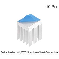 uxcell Heatsink with Thermal Conductive Adhesive Tape 9 x 9 x 12mm Silver 10pcs