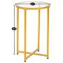 VINGLI 15.7 Modern Round End Table, Tempered Glass Accent Table Side Table Nightstand with Metal Frame for Living Room,Bedroom,Gold