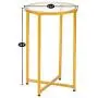 VINGLI 15.7 Modern Round End Table, Tempered Glass Accent Table Side Table Nightstand with Metal Frame for Living Room,Bedroom,Gold VINGLI 15.7 Modern Round End Table, Tempered Glass Accent Table Side Table Nightstand with Metal Frame for Living Room,Bedroom,Gold