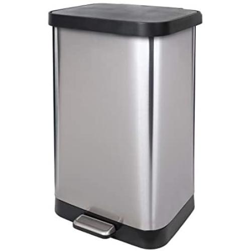 Glad Stainless Steel Step Trash Can with Clorox Odor Protection | Large Metal Kitchen Garbage Bin with Soft Close Lid, Foot Pedal and Waste Bag Roll Holder, 20 Gallon